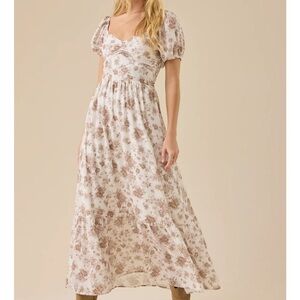 Altar'd State Hope Floral Cream and Brown Floral Maxi Dress